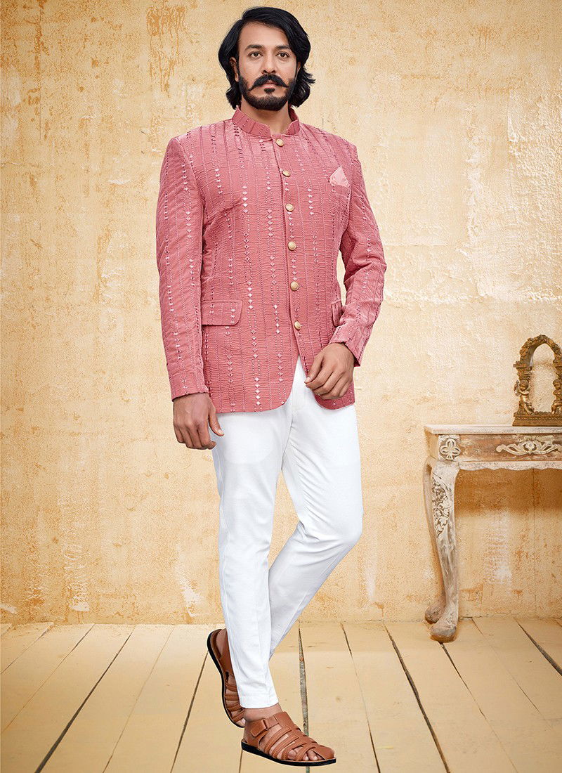 Peach Colour Outluk Vol 85 New Latest Designer party Wear Velvet Jodhpuri Suit Collection 85001